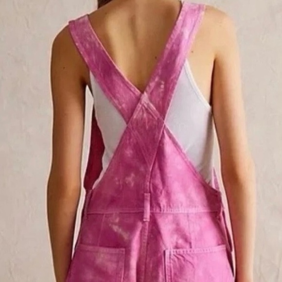 Free People Women's Pink We The Free Ziggy Short Overalls XS - Picture 2 of 3